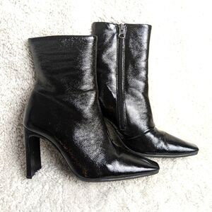 L'INTERVALLE Black Leather Boots size  37 = 6.5, 7 us IN GREAT USED CONDITION